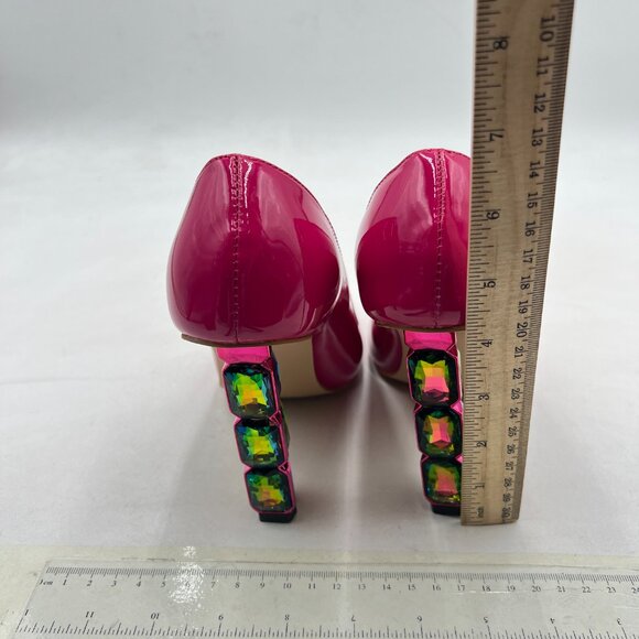 FSJ Pink Heels with Multicolor Gem Heel - Picture 5 of 8